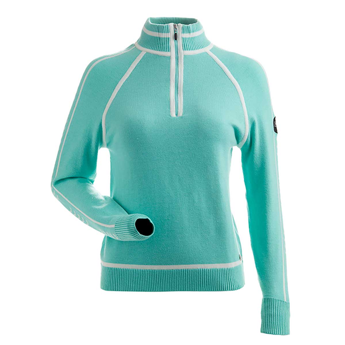 NILS Juniper Sweater Women's in Aqua and White